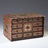 Damascus inlaid tabletop chest of drawers