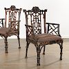 Pair Jacques Grange sourced Chinoiserie chairs