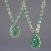 (2) Chinese jade beaded necklaces