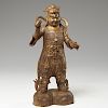 Ming style gilt bronze warrior figure
