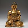 Large Asian gilt bronze Amitabha Buddha