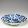 Large Asian blue and white porcelain charger