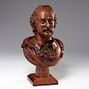 Carved walnut bust of William Shakespeare