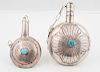 Navajo Silver and Turquoise Tobacco Canteens