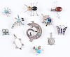 Reptile and Bug Pendants / Pins, from the Estate of Lorraine Abell (New Jersey, 1929-2015)