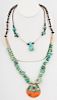 Pueblo Style Inlaid Shell Necklace PLUS Heishi and Turquoise Necklace