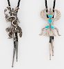 Silver and Turquoise Knifewing Bolo AND Silver Snake Dancer Bolo