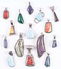 Silver Pendants with Trapezoidal Shaped Stone Cabochons, from the Estate of Lorraine Abell (New Jersey, 1929-2015)