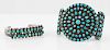 Zuni Silver and Turquoise Cluster Cuff Bracelets