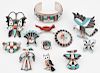 Zuni Mosaic Inlay Pins, Pendants, Ring, and Bracelet