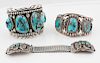 Navajo Silver and Turquoise Cuff Bracelets PLUS Navajo Watch Band