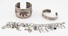 Ross Scott (Dine, 20th century) Navajo Silver Cuff Bracelet PLUS Southwestern Sterling Silver Charm Bracelet