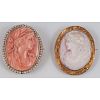 Two Cameo Brooches in 10 Karat Yellow Gold 13.2 Dwt.