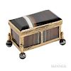 Antique Miniature Gilt-metal and Banded Agate Casket, on ball feet, 2 1/8 x 1 1/4 x 1 3/8 in.