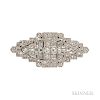 Art Deco Platinum and Diamond Dress Clips, each bead and bezel-set with single-, baguette-, and old European-cut diamonds, ap