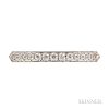 Art Deco Platinum and Diamond Bar Pin, with thirteen bezel-set old European-cut diamonds, approx. total wt. 4.00 cts., with f