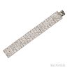 Art Deco Diamond Strap Bracelet, France, designed as finely scrolling wing motifs, set with old European- and old single-cut 