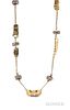 Gold and Silver Necklace, Janiye, with 18kt gold links and silver rondels with applied gold accents, 14kt gold chain, total w