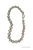 Tahitian Pearls and Diamond Necklace, composed of twenty-nine pearls graduating in size from approx. 11.30 to 15.20 mm, compl