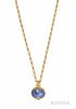 22kt Gold and Sapphire Pendant, France, the oval double cabochon measuring approx. 15.60 x 12.00 x 7.72 mm, suspended from ro