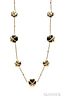 18kt Gold and Black Jade Flower Necklace, Ambrosi, with seven flower motifs, 37.7 dwt, lg. 19 1/2 in., signed.