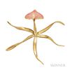 18kt Gold and Enamel Brooch, Angela Cummings, designed as a pink flower, signed, lg. 2 1/2 in.