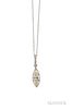 Platinum and Diamond Pendant, bezel-set with a marquise-cut diamond weighing 3.21 cts., suspended from full-cut diamonds, wit
