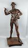 Large 32" Paul Dubois (France, 1829-1905) Bronze "Harlequin"