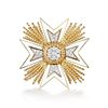 Montclair Diamond and Enamel Maltese Cross Brooch