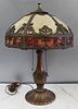 Antique Tiffany Style Slag Glass Table Lamp.