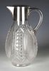 A FINE CUT CRYSTAL AND STERLING SILVER CLARET JUG
