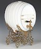 FRENCH PORCELAIN WINE CASK ON STAND CIRCA 1880