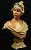 A 19TH C. PATINATED SPELTER BUST AFTER E. VILLANIS