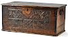 Jacobean style carved yewwood lock box