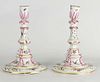 A PAIR MARCOLINI MEISSEN CANDLESTICKS WITH INSECTS