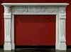 A LATE 20THC. HIGHLY CARVED CARRARA MARBLE MANTEL