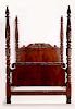 A MONUMENTAL 19TH C AMERICAN ACANTHUS CARVED BED