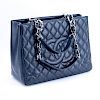 Chanel Dark Grey Quilted Leather Grand Shopper 30 CM Tote.