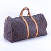 Louis Vuitton Monogram Keepall Duffel Bag With Luggage Tag. Canvas interior.