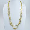 Pair of 18 Karat Yellow Gold Hoop Link and Bead Necklaces.