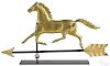 Swell bodied copper horse and arrow weathervane