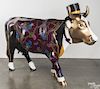 Life size painted fiberglass cow