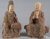 Pair of Chinese carved and painted wood scholars