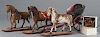 Three German calfskin horse pull toys, late 19th c