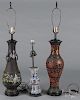 Two Chinese enamel electrified vases