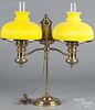 Brass double arm student lamp, 26 1/2'' h.