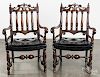 Pair of William and Mary style mahogany armchairs.