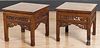 Pair of Chinese carved hardwood end tables