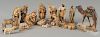 Carved and painted wood creche or nativity scene