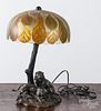 Patinated bronze table lamp
